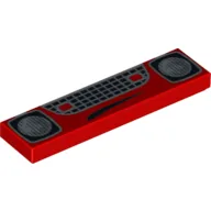 Tile 1 x 4 with Mouth, Grill and Headlights Print / Red