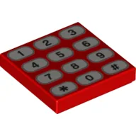 Tile 2 x 2 with Phone Keypad with Tan Buttons and Black Numbers Print / Red