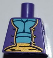 Lego Torso Vest and Gold Sash over Medium Azure Bare Chest Pattern