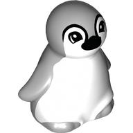 Lego Duplo Animal Penguin, Baby with Light Bluish Grey Back, Black Beak Print / White