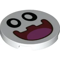 Tile Round 3 x 3 with Peepa Face Print / White