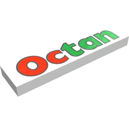 Tile 1 x 4 with 'Octan' Logo Print / White