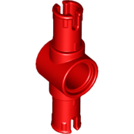 Lego Technic Pin Connector Hub with 2 Pins with Friction Ridges Lengthwise [Big Squared Pin Holes] / Red