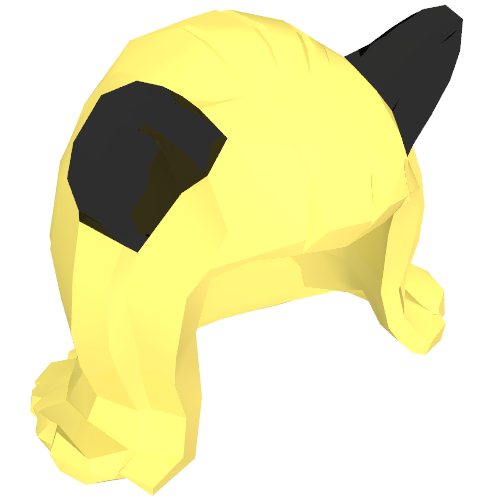 Lego Hair Mid-Length Flipped Ends, Short Bangs, and Cat Ears Black Print / Bright Light Yellow