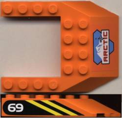 Lego Wedge 6 x 8 Cutout with Arctic Logo on Front and Black / Yellow Stripes and 69 Pattern on Both Sides (Stickers) - Set 6586