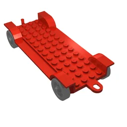 Fabuland, Vehicle Base, Car Chassis 14 x 6.5 with Tow-Hook and Light-Gray Wheels / Red
