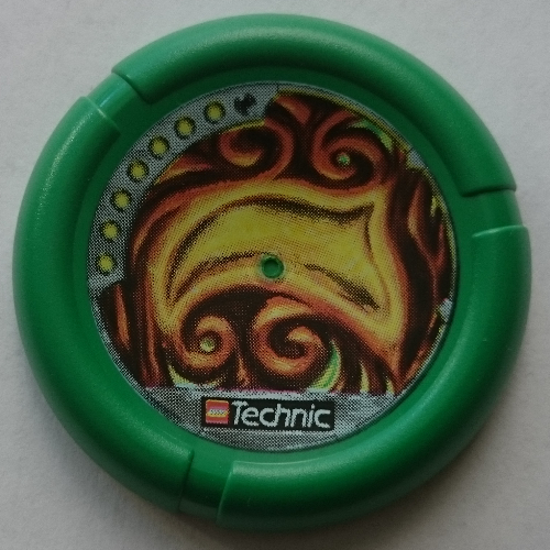 Lego Large Figure Throwing Disk, Amazon / Jungle, 7 Pips, Glowing Swirled Wood Print / Green