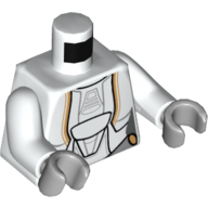 Lego Torso Jedi Robe with Gold Markings Print, White Arms, Light Bluish Gray Hands / White