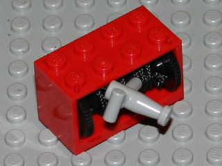 Lego String Reel 2 x 4 x 2 Holder with Black Drum with Black String 24L with Light Gray Hose Nozzle T Handle (4209 / 4208 / 22921)