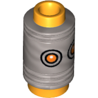 Lego Minifig Head Special, Bright Light Orange Pencil Top with Ferrule and Orange Eyes Print / Flat Silver