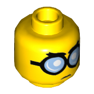 Lego Minifig Head Steve, Dual Sided, Big Round Goggles, Surprised / Frown Print [Hollow Stud] / Yellow