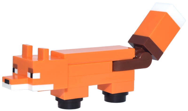Lego Minecraft Fox, Molded White Face (Plate 1 x 2 in Body) - Brick Built