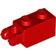 Hinge Brick 1 x 2 Locking with 2 Fingers Vertical End, 7 teeth / Red