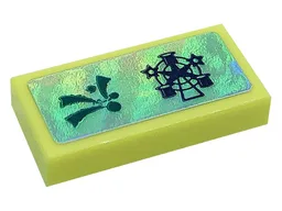 Tile 1 x 2 with Dark Purple Ferris Wheel on Silver Background Pattern (Sticker) - Set 41685 / Bright Light Yellow