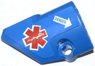 Lego Technic, Panel Fairing # 1 Small Smooth Short, Side A with EMT Star of Life and White Arrow with 'DANGER' Pattern (Sticker) - Set 42020