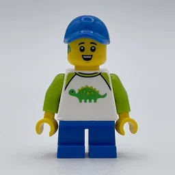 Boy, Dinosaur Shirt, Short Blue Legs, Blue Cap
