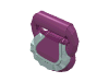 Lego Bag / Handbag / Purse Round with Ruffle Light Aqua Print / Magenta