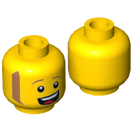 Lego Minifig Head Ice Cream Mike, Sideburns, Open Mouth Smile with Teeth and Tongue Print [Hollow Stud] / Yellow