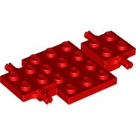 Lego Vehicle Base 4 x 7 x 2/3 with 3 x 4 Recessed, Wheel Pins / Red