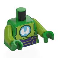 Lego Torso, Iron Hulk Suit, Lime/Dark Purple Armor, Medium Azure Arc Reactor, White 'H' print, Lime Arms, Bright Green Hands / Bright Green