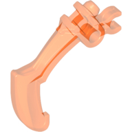 Lego Large Figure Weapon Claw, Bent and Notched with Clip / Trans-Neon Orange