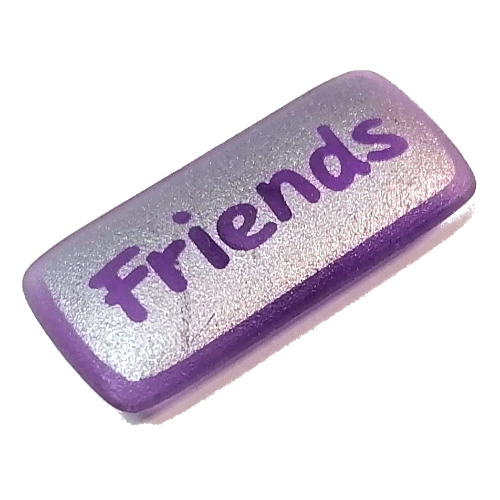 Lego Clikits Icon, Rectangle 3L with Pin, Silver 'Friends' Print