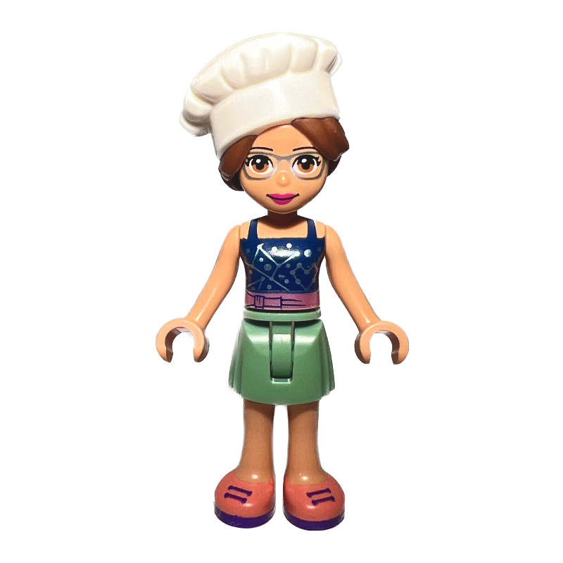 Lego Olivia - Dark Blue Top, Sand Green Skirt, Chef's Hat