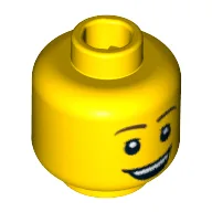 Minifig Head Chicken Suit Guy, Brown Eyebrows, Eyelashes, Open Lopsided Smile and Teeth Print / Yellow
