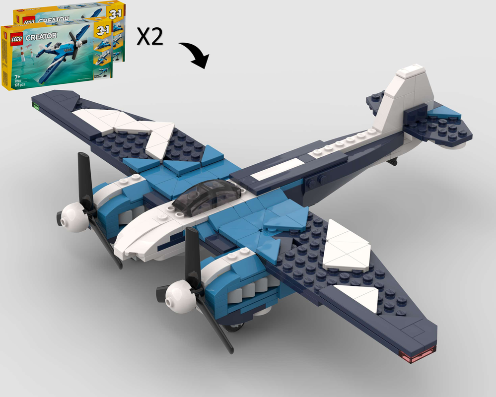 Lego De Havilland Mosquito - Alternate Build of 2 x 31160 Race Plane