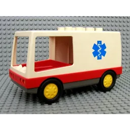 Duplo Van / Ambulance, with Red Base and EMT Star of Life Print / White