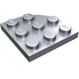 Plate Round Corner 3 x 3 / Metallic Silver