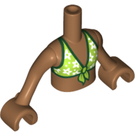 Lego Minidoll Torso Girl with Lime Bikini Top with White Flowers and Dark Green Trim Print, Medium Nougat Arms with Hands / Medium Nougat