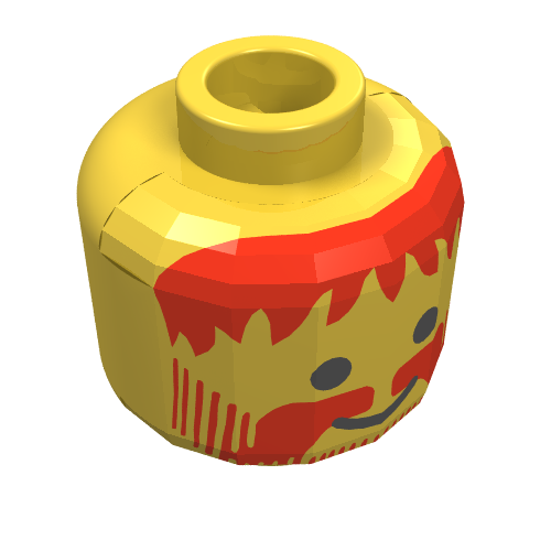 Lego Minifig Head Pirate, Red Moustache, Beard and Messy Hair Print [Blocked Open Stud] / Yellow