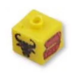 Pen Bead, Square with Treasure Chest, Bull Head Print / Yellow