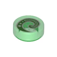 Tile Round 1 x 1 with Moana Koru Symbol Print / Trans-Green