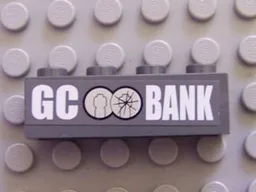 Brick 1 x 4 with 'GC BANK' and GC Bank Logo Pattern (Sticker) - Set 7781