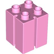 Lego Duplo Brick 2 x 2 x 2 with Vertical Grooves / Bright Pink