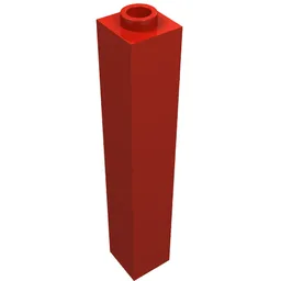 Brick 1 x 1 x 5 with Blocked Open or Hollow Stud / Red