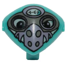 Minifig Head Special with Clip and Purple Nose Face Mask Print (Martian) / Dark Turquoise