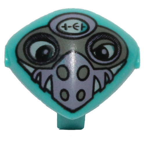 Lego Minifig Head Special with Clip and Purple Nose Face Mask Print (Martian) / Dark Turquoise