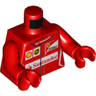 Lego Torso Racing Jacket with White Detailing, Shell and Santander Logo Print, Red Arms and Hands / Red
