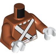 Lego Torso, Sweater, White Crossed Suspenders print, Dark Orange Arms, White Hands / Dark Orange