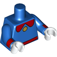 Lego Torso Shirt, Red Collar and Belt with Gold Button Print, Blue Arms with Red Cuffs Print, White Hands / Blue