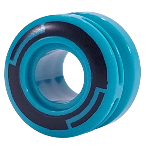 Lego Wheel 11 x 8 with Center Groove, One Smooth Side with Black Circles print / Dark Turquoise