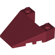 Lego Brick Wedged, Sloped 4 x 4 Taper, with Stud Notches / Dark Red
