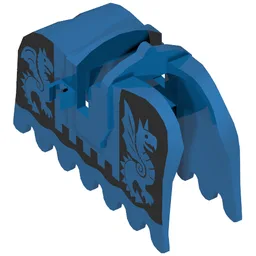 Animal / Creature Accessory, Horse Barding with Black Dragons (Black on Blue) Print / Blue