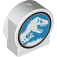 Lego Duplo Brick 1 x 3 x 2 Round Top, Cut Away Sides with Dinosaur, Jurassic World Logo print