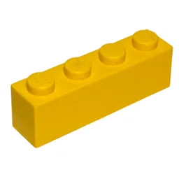 Brick 1 x 4 with Bottom Tubes, Lowered Center Cross Support / Yellow