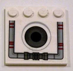 Tile, Modified 4 x 4 with Studs on Edge with Black and Dark Bluish Gray Hole and Light Gray Piping Pattern (Sticker) - Set 10195
