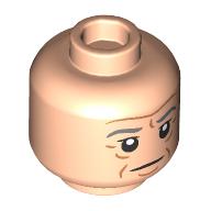 Lego Minifig Head Bilbo, Dark Bluish Grey Eyebrows, Wrinkles, Neutral, Closed Mouth/Open Mouth Scream/Hiss, Tan Teeth print / Light Nougat